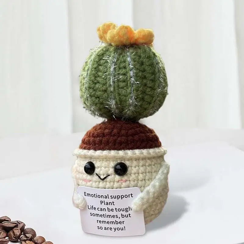 Вязанная крючком кукла с положительным КАКТУСОМ забавный положительный кактус