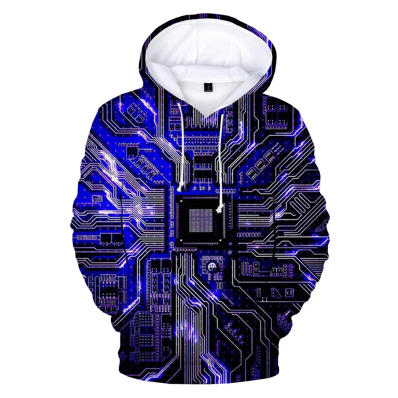

Electronic Hoodie, 3D chip pattern, Unisex Hoodie, fun printing, men's, women's and hip gymnastics sweaters, a new series