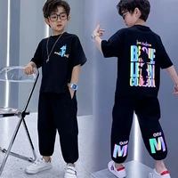 childrens suit boys summer short sleeve t shirt pants 2 piece teenage boys sports casual clothes set 3 5 8 10 12 13 15y