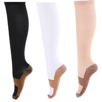 men women copper fiber long socks compression pressure stockings outdoor sports running socks 15 20mmhg knee high socks
