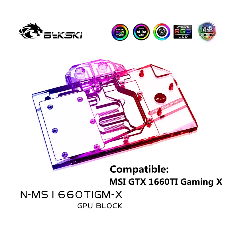 

Bykski GPU Water Block For MSI GeForce GTX 1660 Ti Gaming X 6G / GTX 1660 ARMOR OC/ Copper Radiator Block/ ARGB N-MS1660TIGM-X