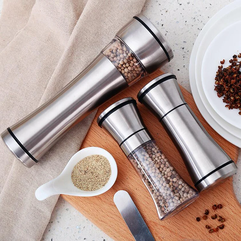 

Portable Salt Pepper Grinder Salt Pepper Mill Manual Food Herb Grinders Spice Jar Containers Kitchen Gadgets Spice Bottles Glass