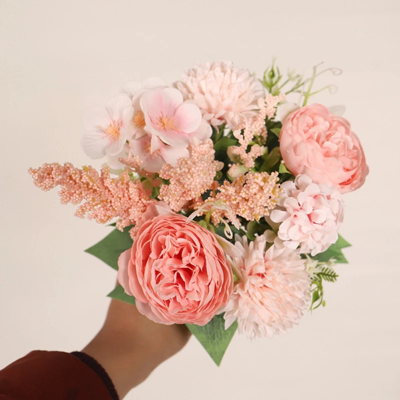 

Artificial Flowers Silk Hydrangea Artificial Flowers Realistic Hydrangea Flowers Bouquet for Wedding Party Office Home Decor
