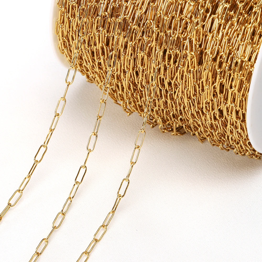 

Цепочка Из Нержавеющей Стали, цепь золотого цвета для ожерелья, браслета, ювелирных изделий «сделай сам», длиной 2 метра, не выцветает
