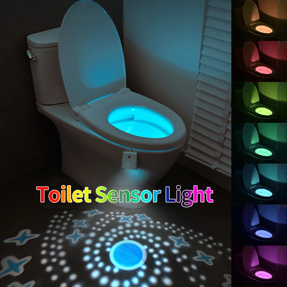 RGB Светодиодный Ночник Для Туалета Водостойкая Индукционная Лампа Проектора С