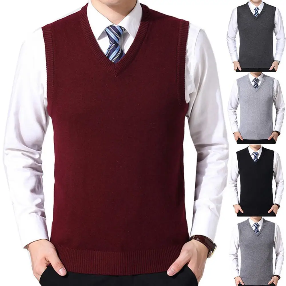 

SANWOOD 2021 New Arrival Solid Color Sweater Vest Men Cashmere Sweaters Wool Pullover Men Brand V-Neck Sleeveless Sweater Vest