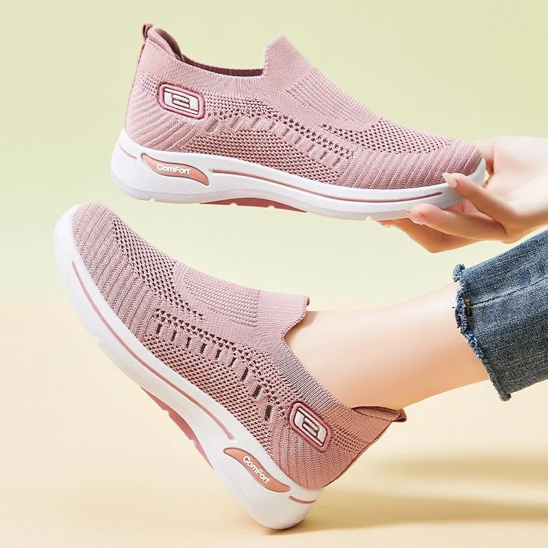 Fashion Women Leisure Sneakers Outdoor Mesh Soft Bottom Sport Shoes Solid Slip on Breathable Shoes Sneakers Women Zapatos Mujer