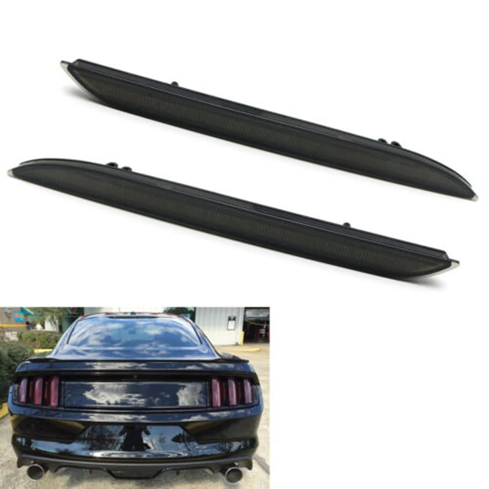 

Rear Bumper Smoked Lens Reflector Lenses 2pcs ABS Auto Rear Bumper Rear Reflectors Smoked Black Car FR3Z-15A448-A