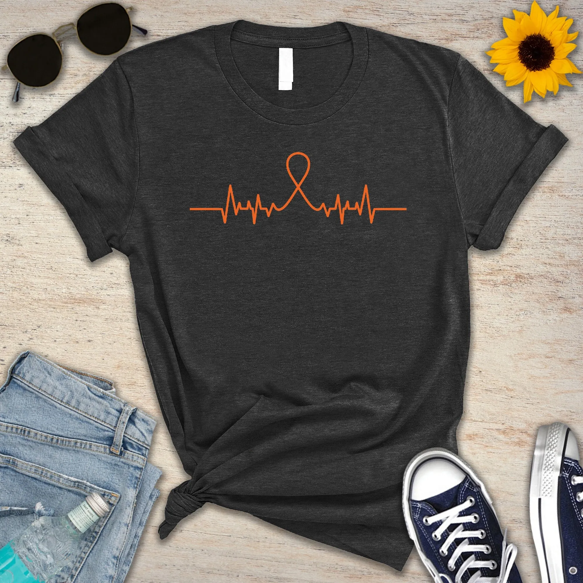 Футболка с раком почки и сердцебиением лента