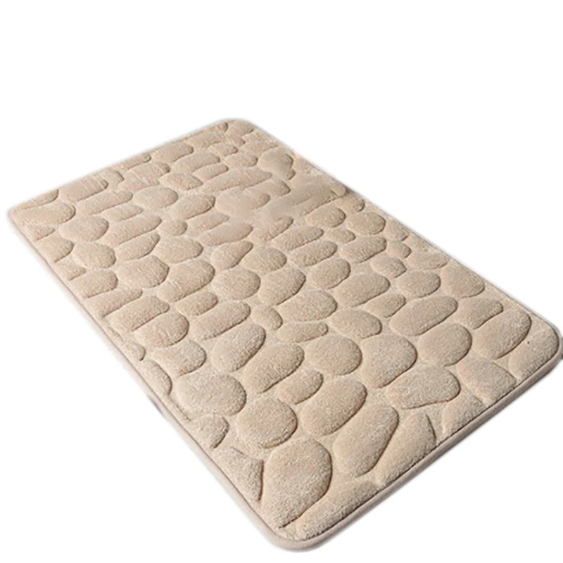 

Bathroom Bath Mat Thicken Non-Slip Memory Foam Pad Carpet Cobblestone Embossed Floor Rug Entrance Door Mat