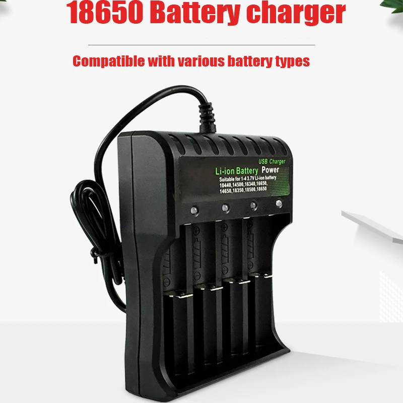 

18650 Rechargeable Battery Charger Black 1 2 4 Slots AC 110V 220V Dual For 18650 Charging 3.7V Lithium Smart Battery Charger