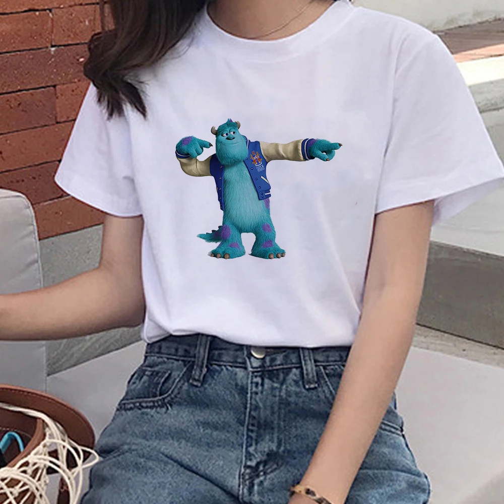

Fashion Female Disney T Shirt White Short Sleeve Dropship Monster University James Graphic Cartoon Women T-Shirt Exquisite Tops