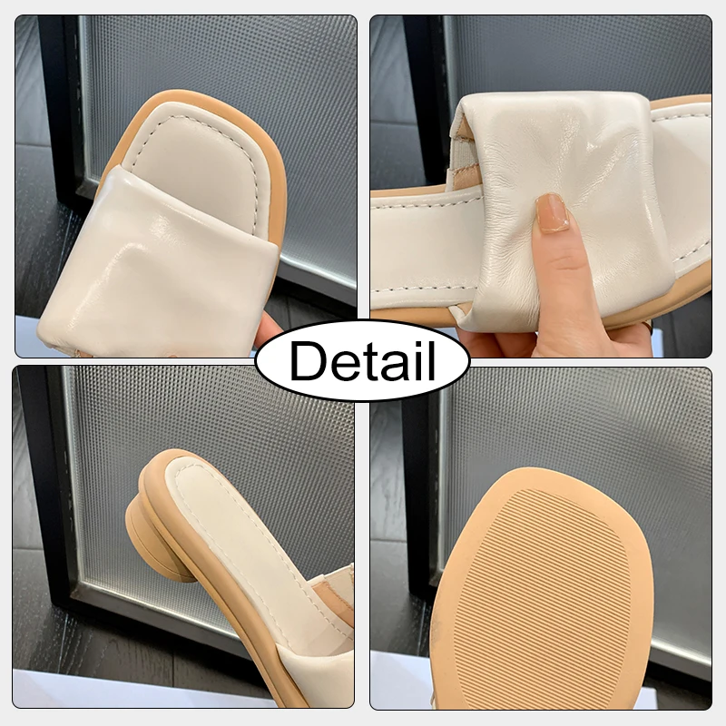 Шлепанцы JOZHAMTA женские из натуральной кожи сандалии на низком каблуке