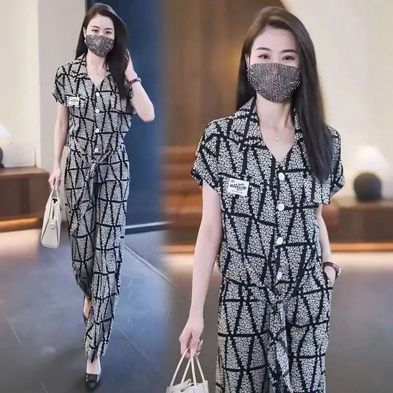 Женский модный костюм летняя новая повседневная трендовая шифоновая свободная и