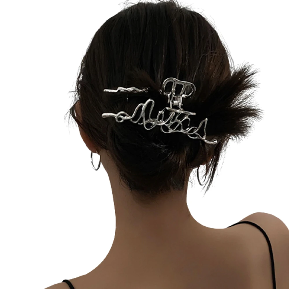 

Large Metal Hair Claw Novelty Irregular Hairgrip Punk Style Silver Hair Claws Barrettes Women Vintage Clips Hair Accessories
