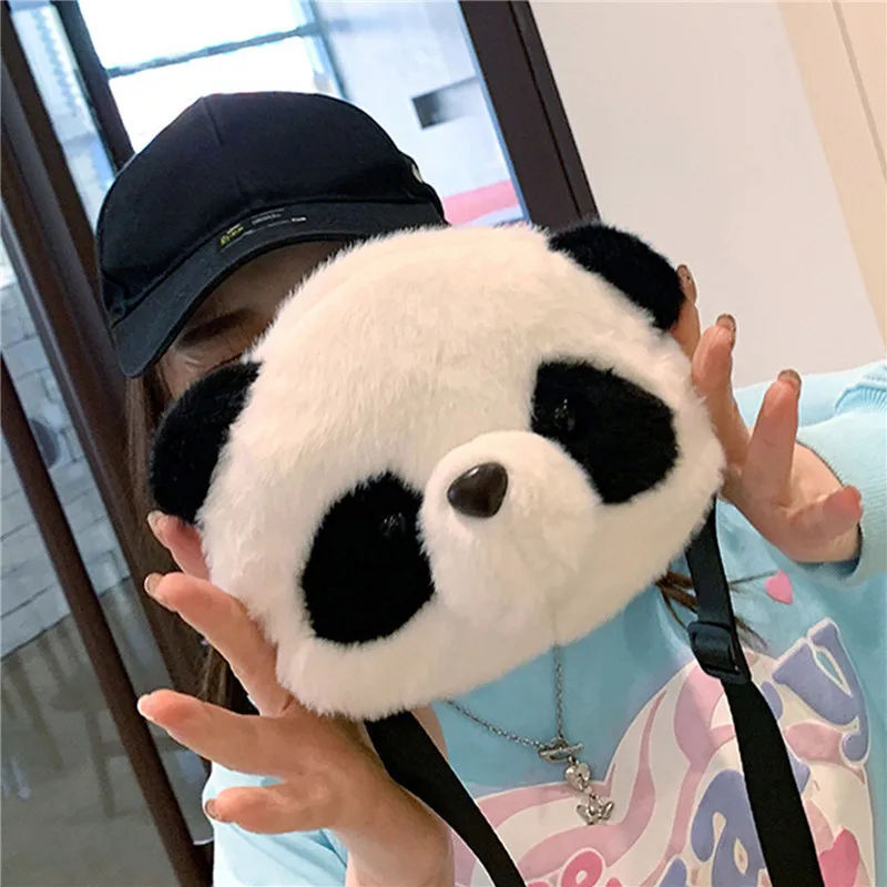 Милая плюшевая Сумка-Кроссбоди в виде панды женская зимняя теплая пушистая