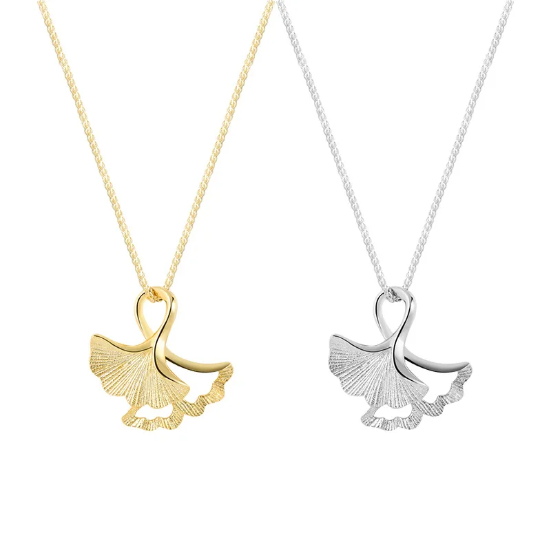 

Double Apricot Leaf Pendant Choker For Women Jewelry Plated Gold Silver Chain Necklace Jewelry Girls Gift 2022 New Light Luxury