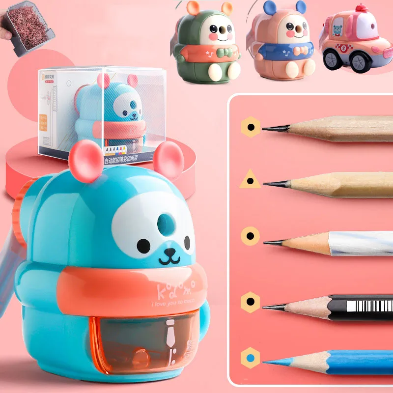 2022 Cartoon Bear Rotary Pencil Sharpener Machine Pencil Cutter Office Stationery School supplies Hand Crank Pencil Sharpener