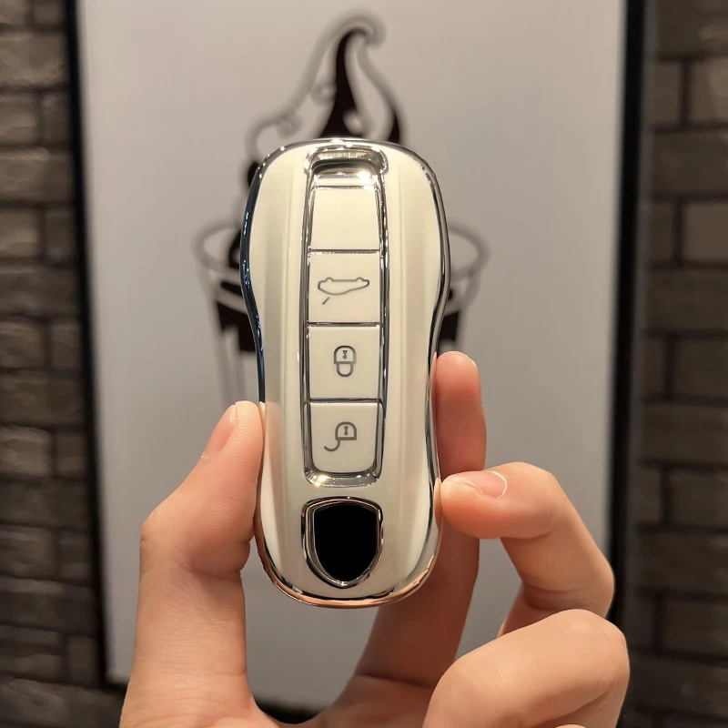 

3 кнопки ТПУ автомобильный смарт-ключ для Porsche Panamera Cayenne 971 911 9YA Macan Boxste защитный чехол-держатель Fob
