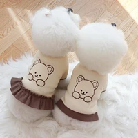 spring and summer thin bear embroidered dog t shirt skirt pet clothes cat than bear couple clothes