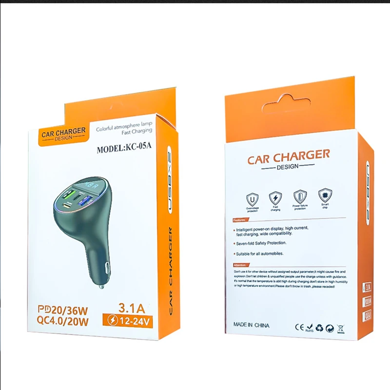 Автомобильное зарядное устройство с 2 USB-портами 3 1 а дисплеем напряжения