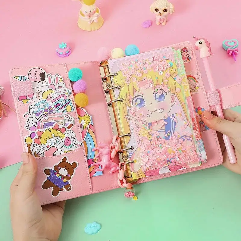 

Kawaii Sailor Moon Handbook Set Anime Figure Ins Style High Capacity Storage Bag Notebook Bookmark Pendant Sticker Student Gift