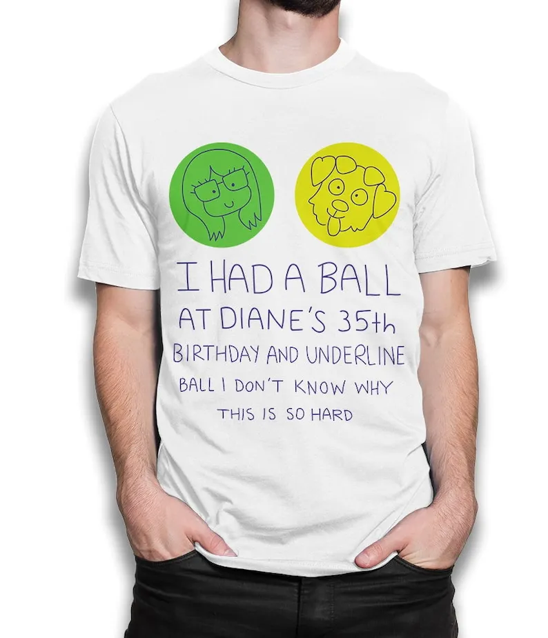 Фото Футболка унисекс «I Had A Ball At Diane's 35th Birthday BoJack Horseman», летние повседневные удобные мягкие хлопковые мужские и женские футболки №3