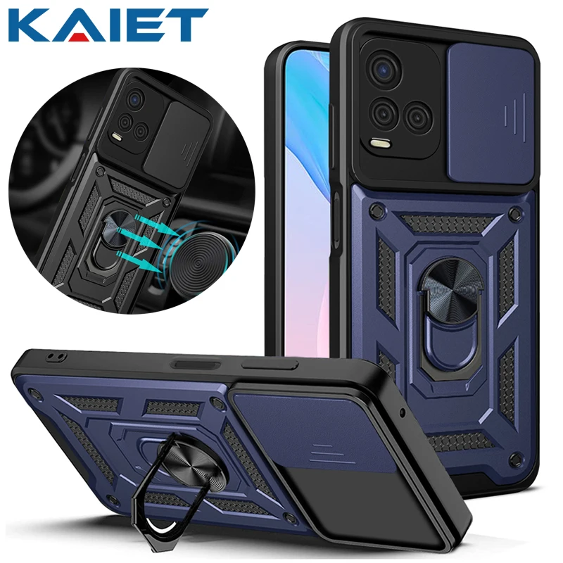 

KAIET Shockproof Phone Case For VIVO S10E S12 5G Magnetic Ring Stand Push Window Protective Cover For VIVO V21E V21 V23E V23