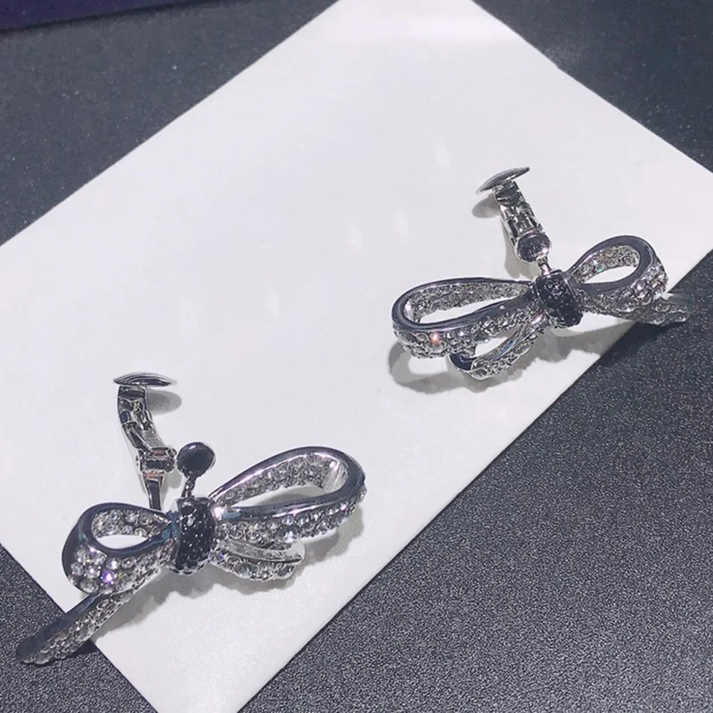 

Swan Earrings Full Diamond Bow Knot 2023 New Shining Brilliant Women's Gift Jewelry