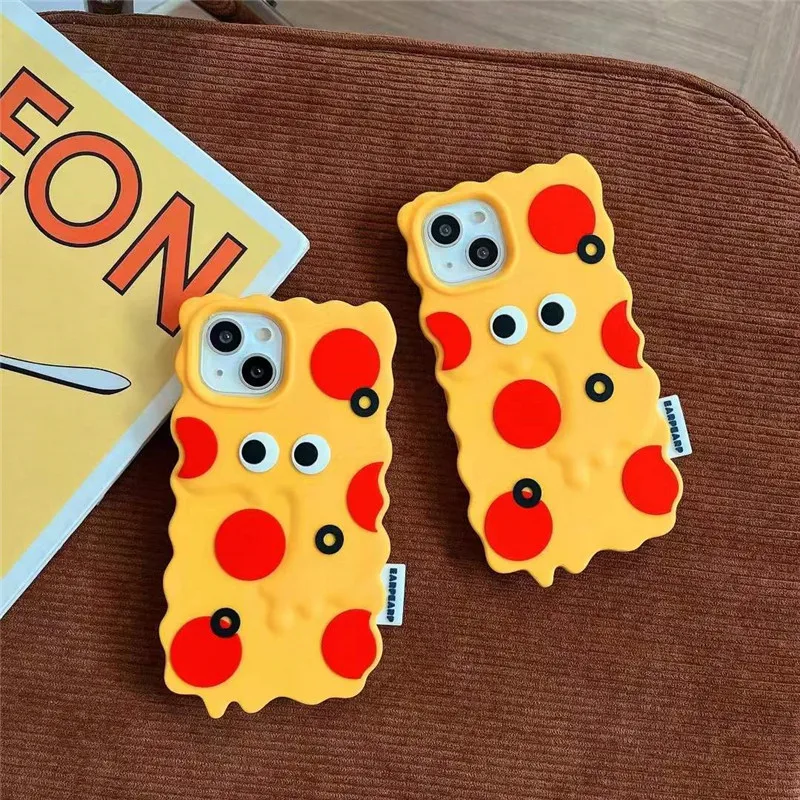 

Cute Pizza Monster 3D Phone Case For Iphone 13 12 11 Pro XS Max XR X Soft Silicone Funny Shell for SE2020 6s 6 7 8 Plus Kid Gift