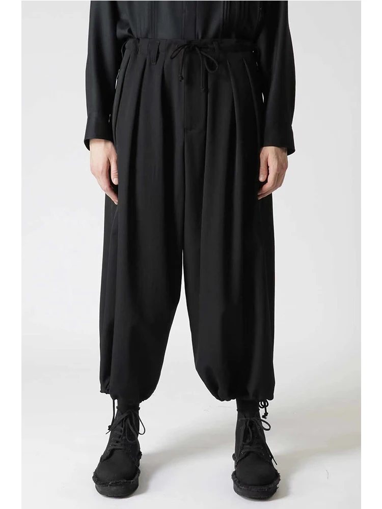 Elastic waistband with zip pockets wide leg pants yohji yamamotos pants Unisex trousers owen yohji pantalon homme balloon pants