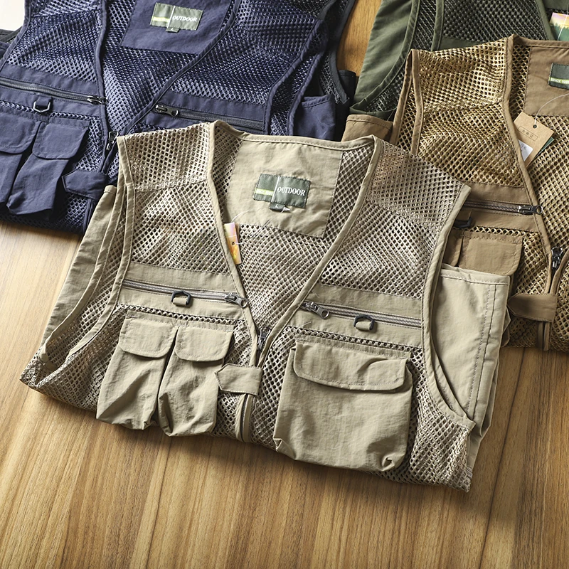 

Жилет мужской сетчатый с несколькими карманами, уличная многофункциональная безрукавка для работы, Повседневный дышащий жилет для горного...