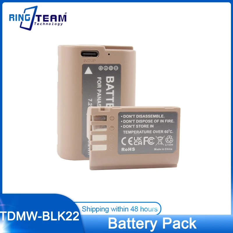 

2250mAh TDMW-BLK22 DMW BLK22 Battery TYPE-C Rechargeable Battery for Panasonic Lumix DC-S5 DC-S5 II DC-S5 IIX GH5 II GH6 S5II