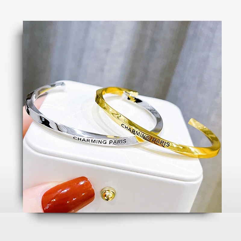 New In Korean Style Simple Ripple Pattern Cuff Bracelet  Bangle For Women Fashion  Advanced Charms Bracelets Accessories