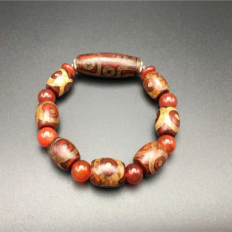 Бусины дзи из натурального камня Тибетский трехглазный браслет бусины с небом