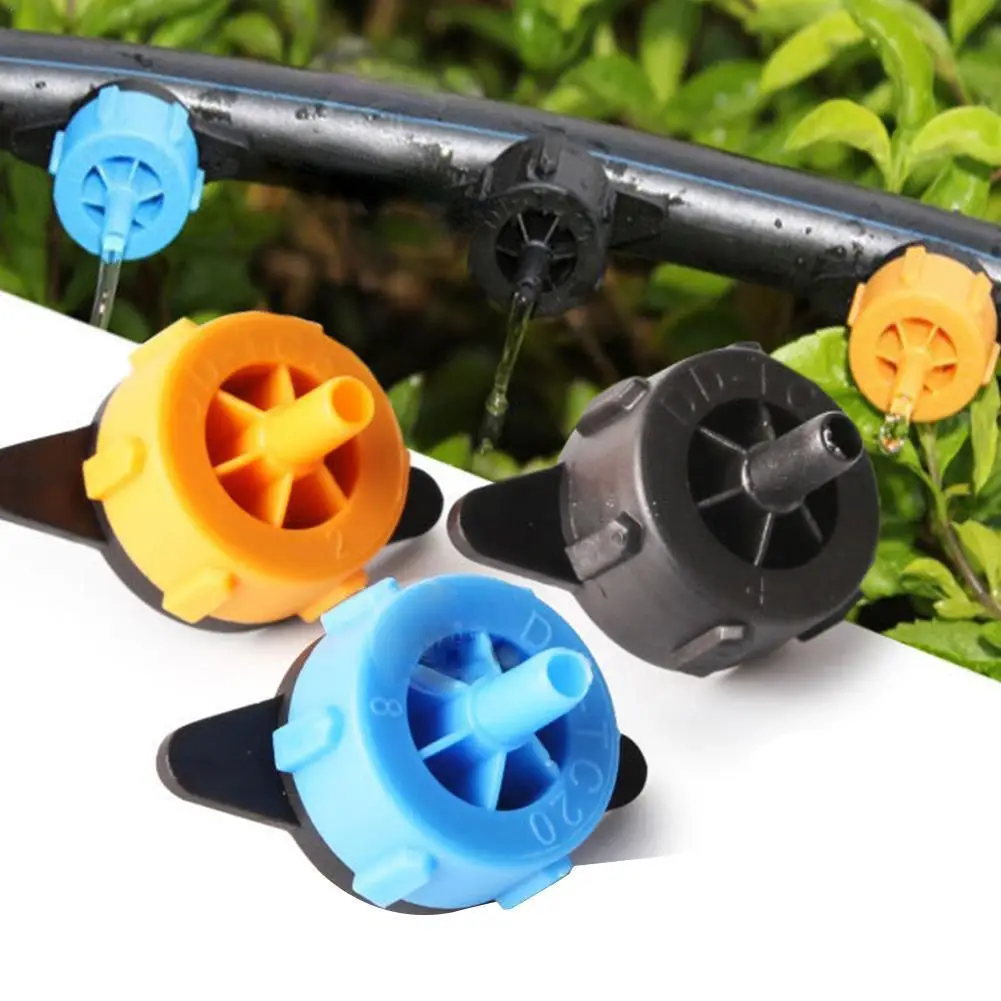 

100Pcs 2L/4L/8L Pressure Compensating Drip Emitters Adjustable Drippers Micro Connectors for Garden Lawn Drip Irrigation