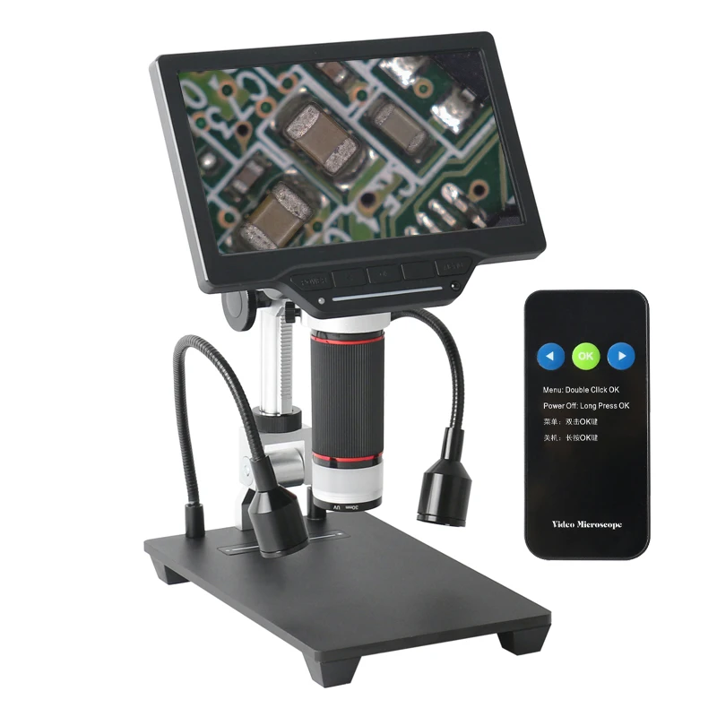 

Цифровой видеомикроскоп 16MP 1080P HD 7 дюймов ЖК-дисплей 528X TF-память USB HDMI Промышленная электронная паяльная камера PCB