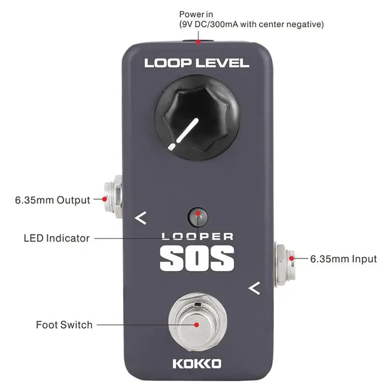 Фото Портативная педаль эффектов для гитары KOKKO FLP2, лупер с функцией создания петлевых циклов до 5 минут, без адаптера питания №2