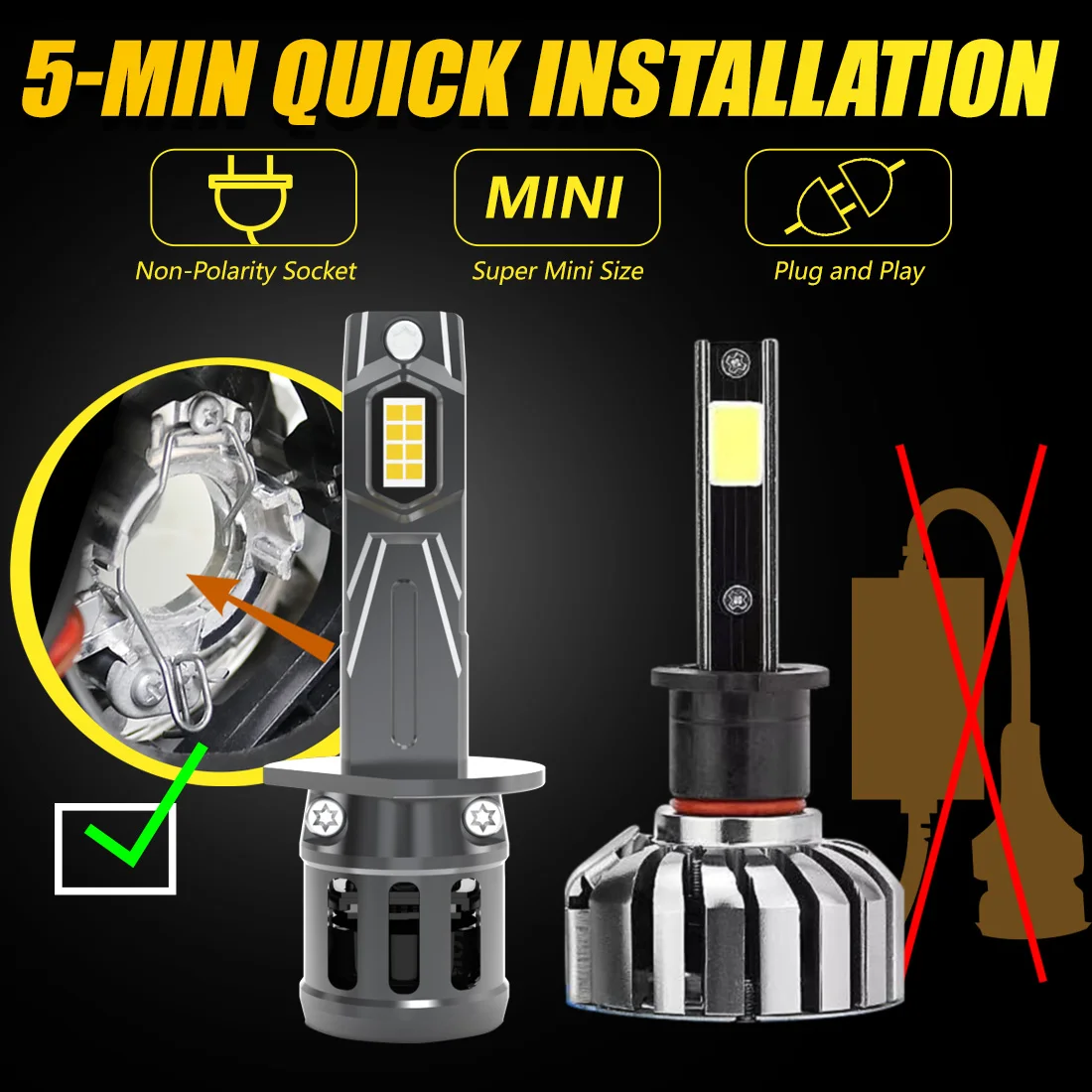 2 шт. без ошибок H1 фонарь Canbus лампа фары супер яркая для Mercedes-Ford Audi BMW VW Kia