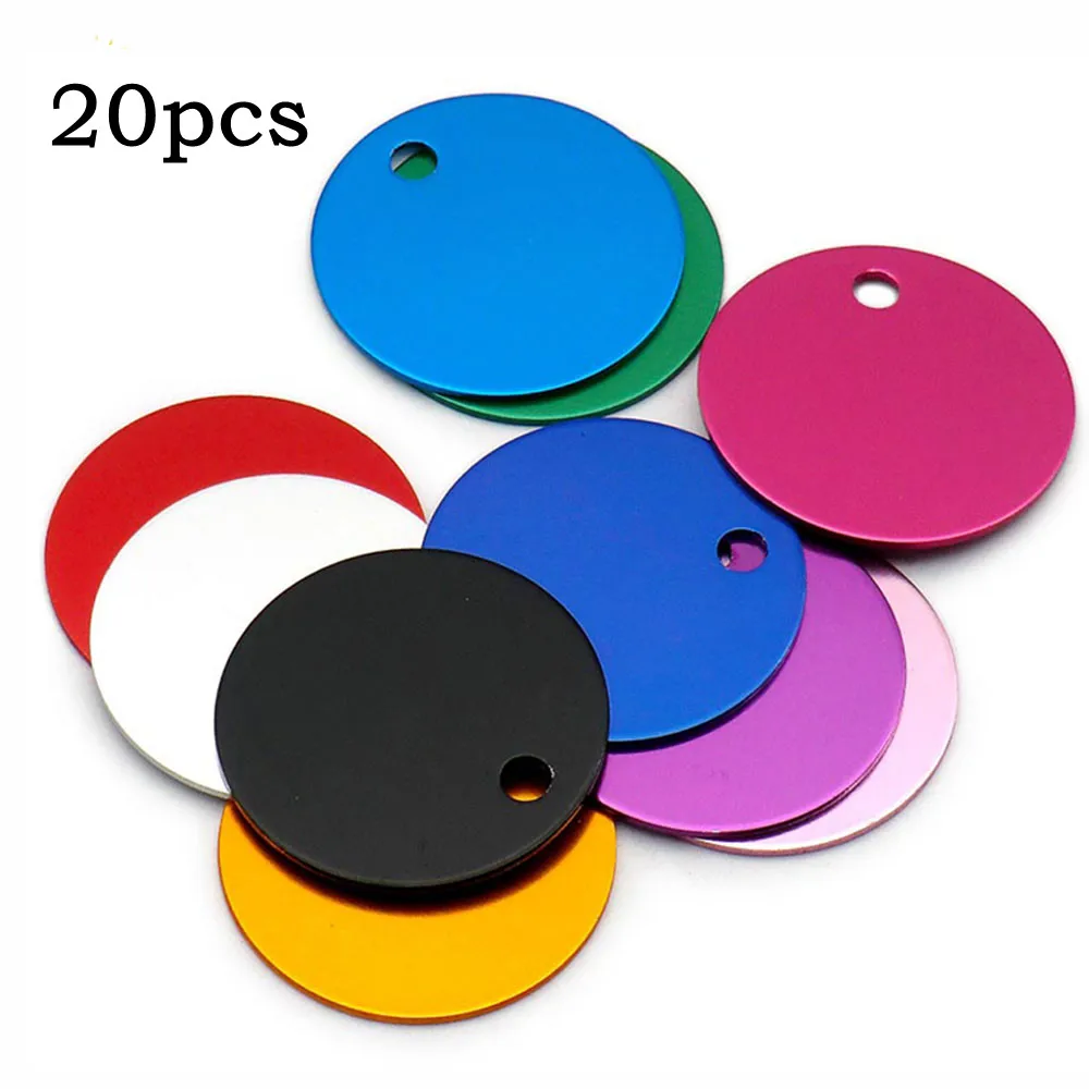 

Wholesale 20pcs Round Personalized Dog ID Tags Customized Cat Puppy Name Phone No Pet ID Tags Pet Accessories Pet Supplies