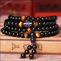 crystal artificial black agate 108 beads bracelet amethyst multi circle natural tiger eye bracelets korean version female boho