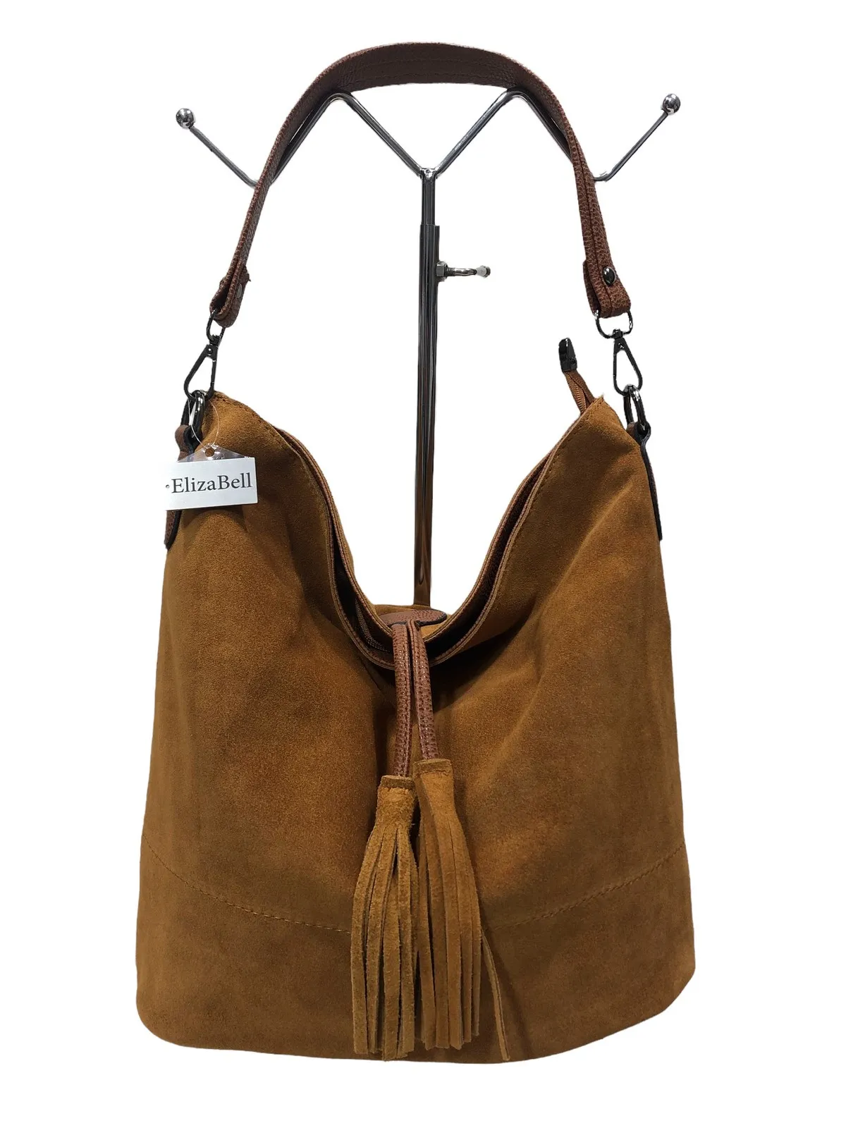 

Taba genuine leather suede shoulder bag with long cross strap