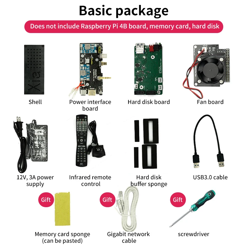 Чехол для Raspberry Pi 4B NAS сетевое хранилище частный облачный диск RAID двойной жесткий