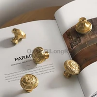 10pcs brass drawer handle wardrobe pure copper handle light luxury cupboard furniture pulls single hole chinese knobs zo34