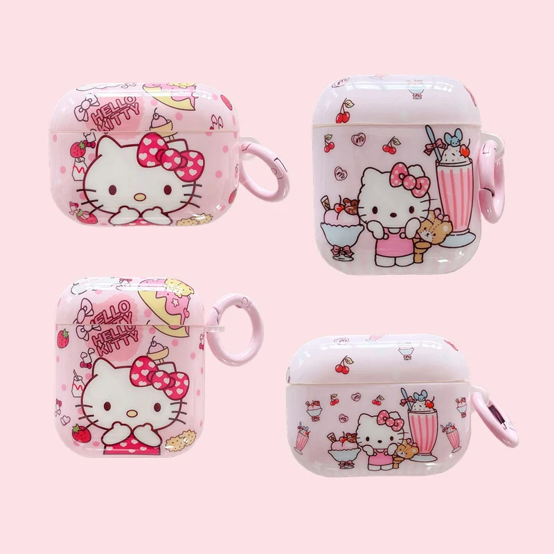 

Pink TPU Kitty Cartoon Ice Cream Apple AirPods 1 2 3 Case Cover AirPods Pro Case IPhone Earphone Accessories Air Pod Case