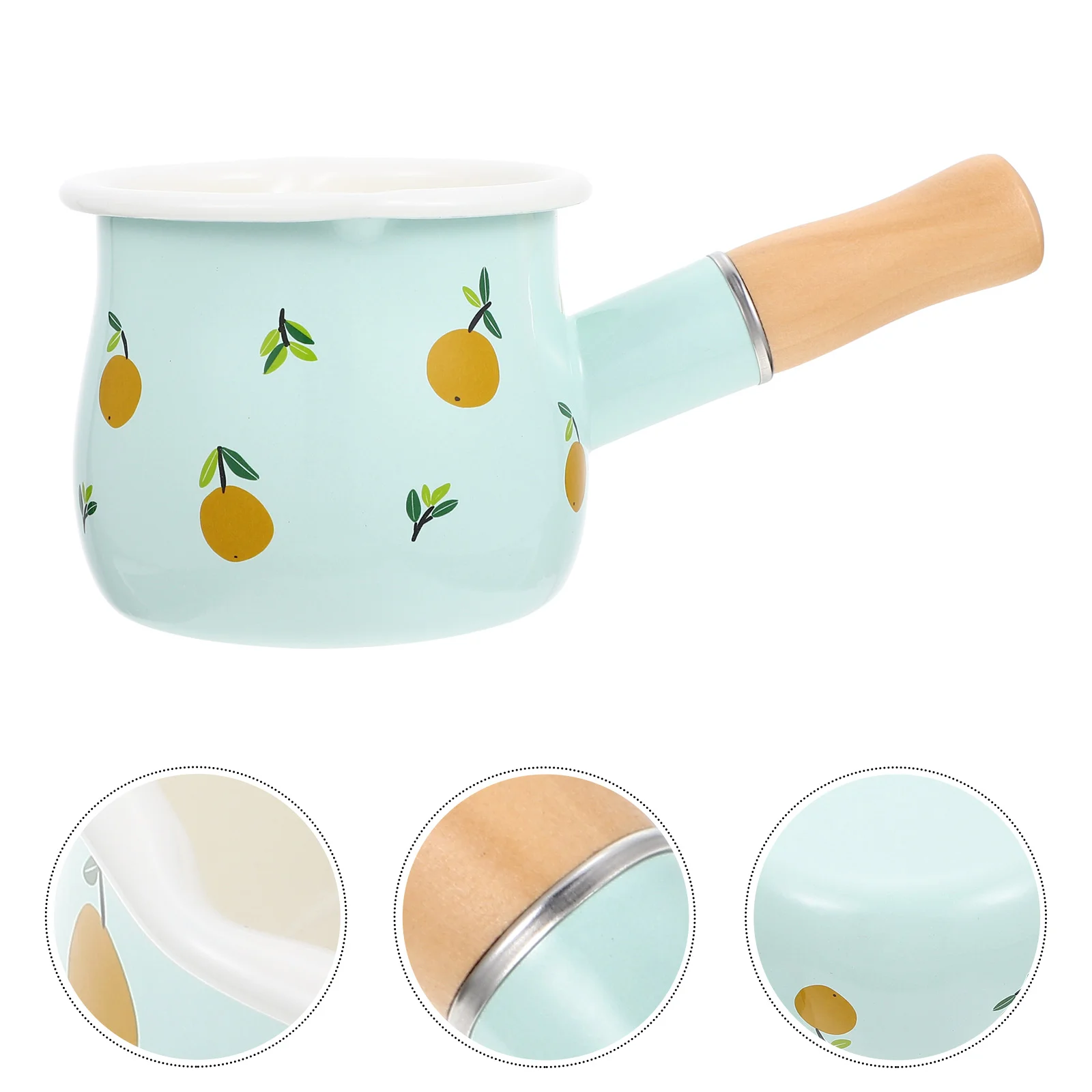 

Potpan Enamel Butter Warmer Saucepan Mini Ceramic Sauce Cookingsoup Nonstick Handle Bowl Wooden Enamelware Meltingcookware