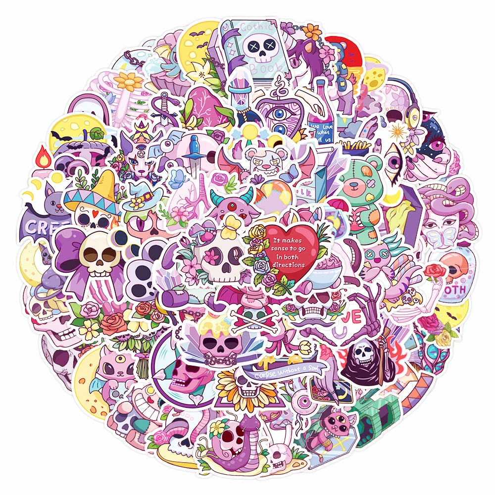 

100 шт. пурпурный тематический триллер, ролевые наклейки на Хэллоуин, граффити, шлем, украшение, скрапбукинг, канцелярские наклейки