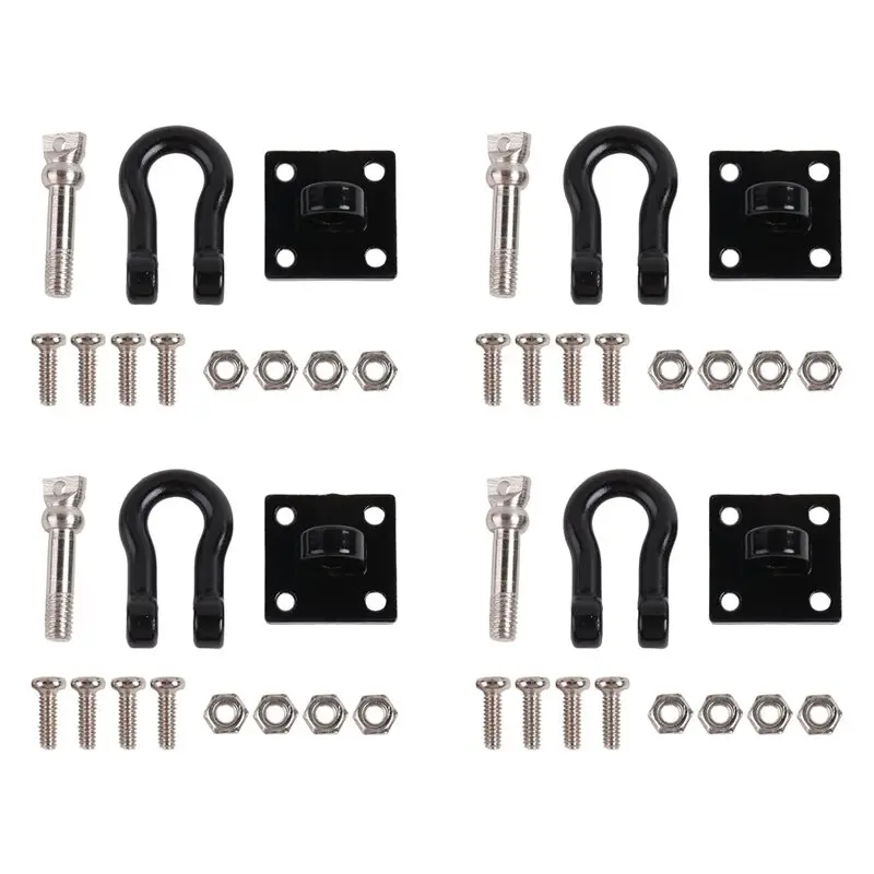 Фото ABXE-4Pcs Металлические буксировочные крюки и скобы для прицепа, комплект аксессуаров для 1/10 RC краулера Traxxas TRX4 Axial SCX10 RC4WD D9 №1