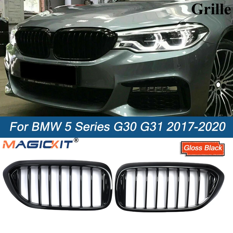 

Решетка радиатора переднего бампера MagicKit для BMW 5 серии G30 G31 G38 M-Характеристики глянцевый черный двухлинейный автомобильный гриль 2017 2018