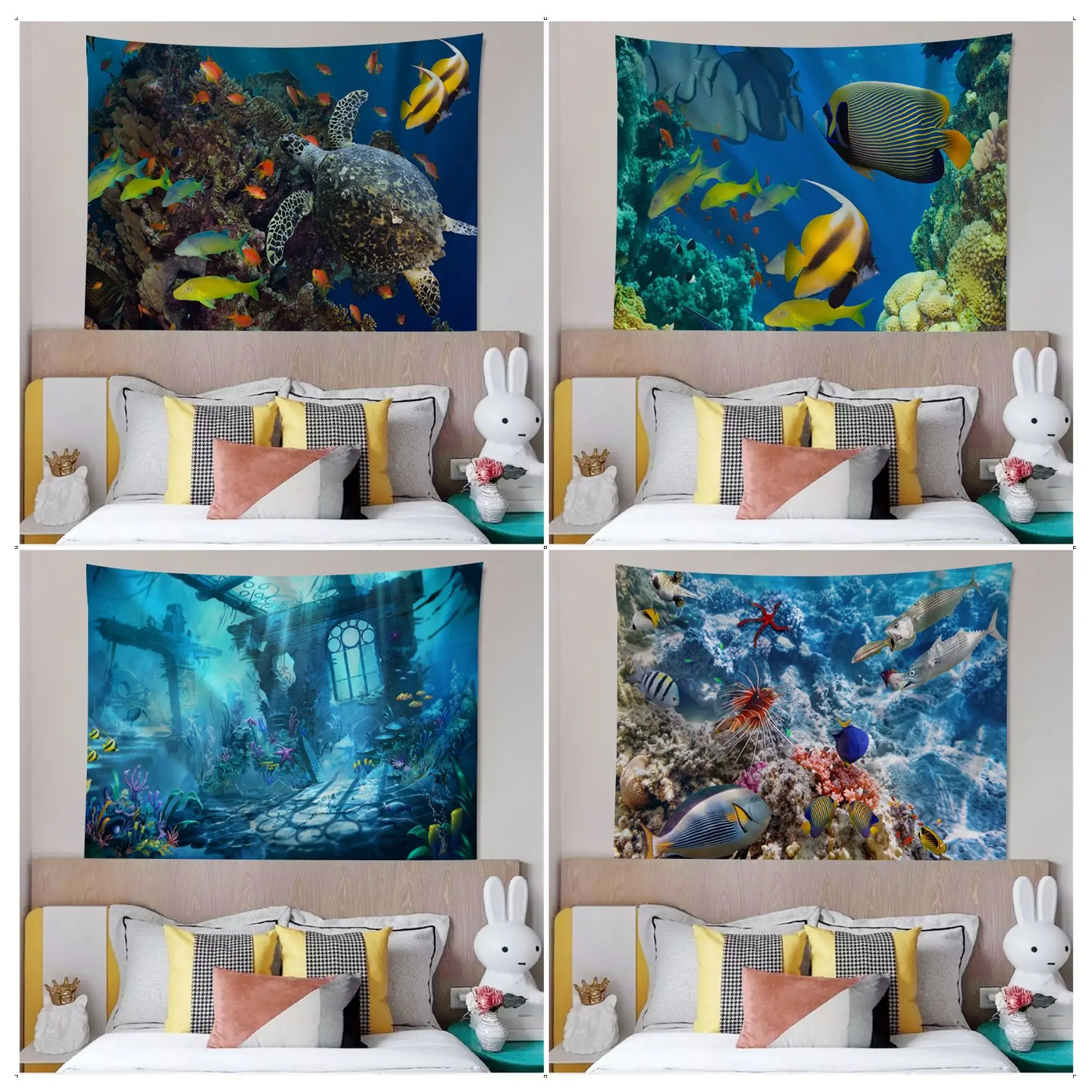 

Underwater World Hanging Bohemian Tapestry Hanging Tarot Hippie Wall Rugs Dorm Art Home Decor